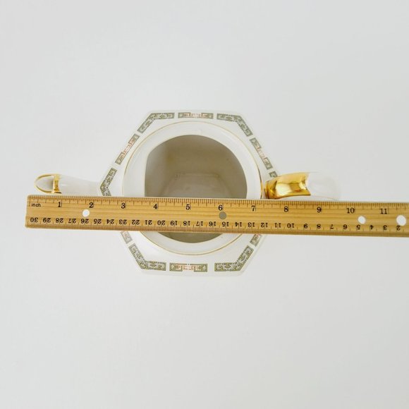 Vintage Sadler Indian Tree Teapot Hexagonal Shape Pink Oriental Floral Gold Trim - Picture 12 of 13